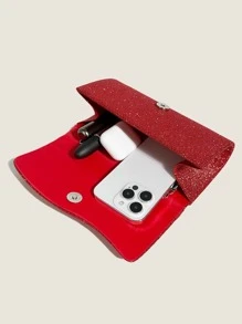 SIIZA 迷人、優雅、精緻、高貴的閃亮新款跨境晚禮包，簡單優雅的手袋、時尚鏈帶肩背包、小型手拿包，適合派對女孩、女士、新娘，完美適配派對、婚禮、舞會、宴會 - 紅色 - 查看 6