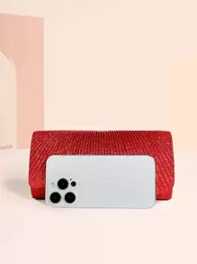 SIIZA 迷人、優雅、精緻、高貴的閃亮新款跨境晚禮包，簡單優雅的手袋、時尚鏈帶肩背包、小型手拿包，適合派對女孩、女士、新娘，完美適配派對、婚禮、舞會、宴會 - 紅色 - 查看 7