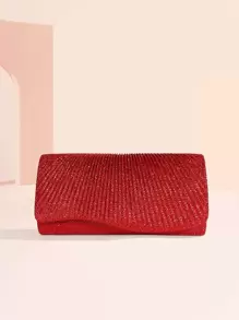 SIIZA 迷人、優雅、精緻、高貴的閃亮新款跨境晚禮包，簡單優雅的手袋、時尚鏈帶肩背包、小型手拿包，適合派對女孩、女士、新娘，完美適配派對、婚禮、舞會、宴會 - 紅色 - 查看 3