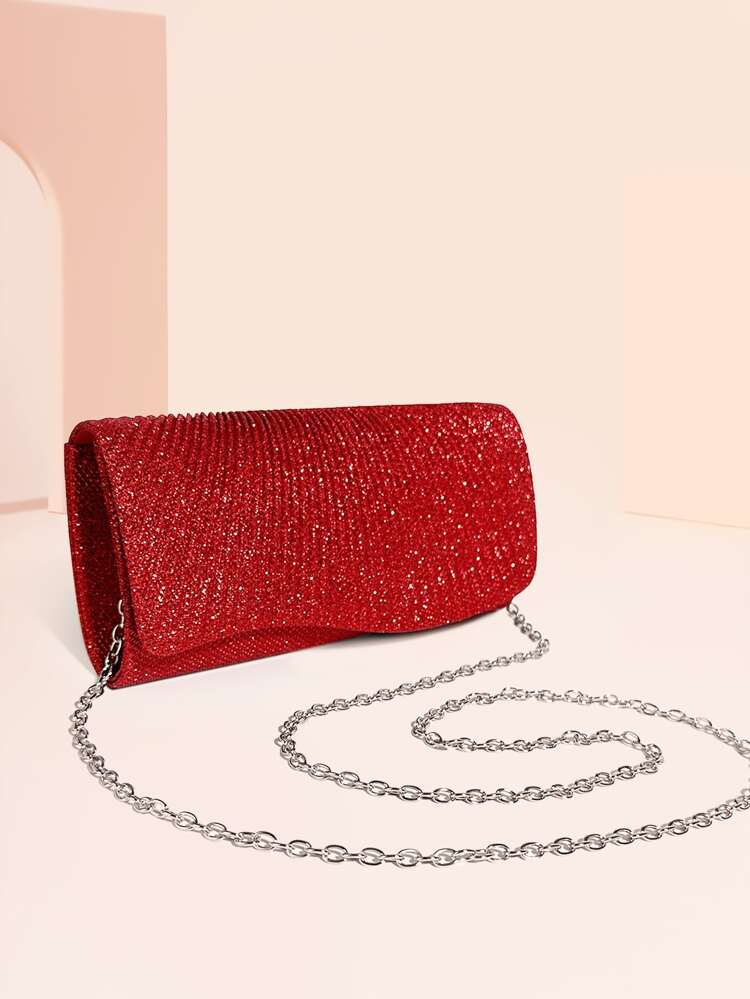 SIIZA Glamorous, Elegant, Exquisite, Quiet Luxury Sequin, Stylish, Luxury, Shiny New Arrival Cross-Border Sparkling Evening Clutch, Simple And Elegant Handbag, Stylish Chain Shoulder Bag, Mini Pouch Evening Bag, Dinner Bag For Party Girl, Woman, Bride Perfect For Party, Wedding, Prom, Dinner/Banquet