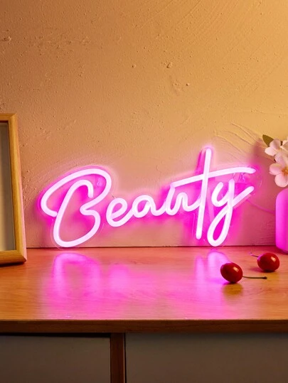 CHI-BUY 1 Biển hiệu đèn Neon Beauty - Biển hiệu đèn LED Neon dùng nguồn USB dùng để trang trí nhà cửa, phòng ngủ, phòng khách, quầy bar, nghệ thuật treo tường, đèn trang trí tiệc cưới