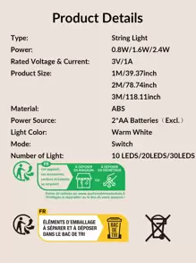 1Pc 10/20/30 Đèn Led 1/2/3M Dây Hình Hoa - Màu vàng - Xem 4