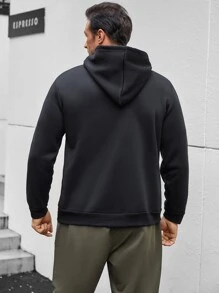 Manfinity Hombres Sudadera con capucha con estampado de dibujos animados con cordón - Negro - Ver 2