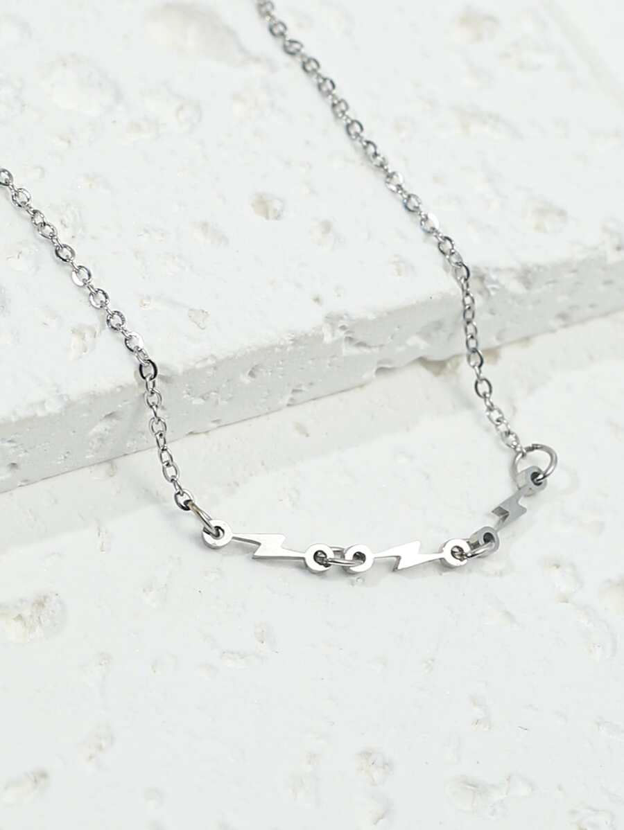 Collar con colgante rayo - Plateado - Ver 1