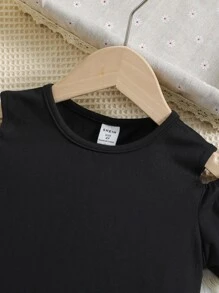 Toddler Girls Cold Shoulder Tee & Elastic Waist Skirt - Multicolor - View 4