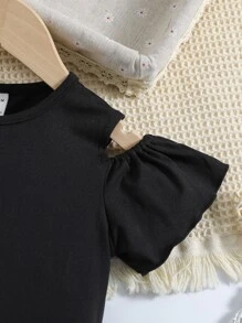 Toddler Girls Cold Shoulder Tee & Elastic Waist Skirt - Multicolor - View 6