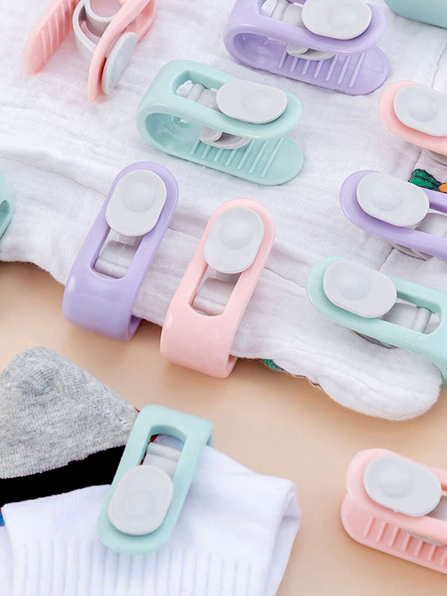 4pcs Random Color Duvet Clips Non-slip Quilt Blanket Clip, Duvet Sheet Fixer Anti-run Bed Sheet Clips Quilt Fastener Sleep Clothes Pegs - Multicolor - View 1