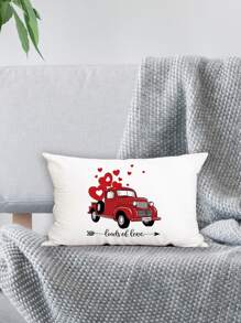 1pc Valentine's Day Heart & Car Pattern Cushion Cover Without Filler - Multicolor - View 4