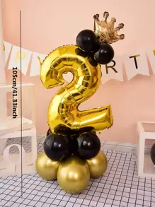 16 piezas corona & en forma de número globo - Multicolor - Ver 2