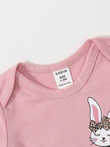 嬰兒嬰兒2入組卡通和字母圖案連體衣