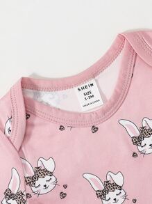 嬰兒嬰兒2入組卡通和字母圖案連體衣