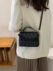 Lightweight,Business Casual Mini Quilted Chain Decor Flap Square Bag For Teen Girls Women College Students,Rookies & White-collar Workers Perfect for Office,College,Work ,Business,Commute,Outdoors, Travel, Outings