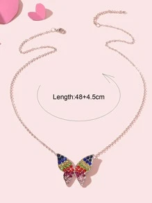 Vòng cổ quyến rũ bướm rhinestone - Bạc - Xem 3