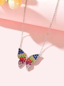 Vòng cổ quyến rũ bướm rhinestone - Bạc - Xem 4