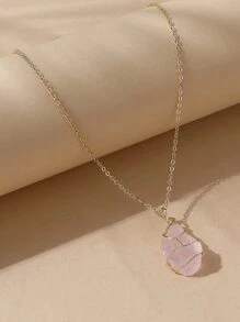 1 Dây Đồng Handmade Thời Trang Cá Tính Bọc Vòng Cổ Đá Tự Nhiên, Mặt Dây Chuyền Nữ. Đá thay đổi một chút về kích thước và màu sắc. - Hồng - Xem 1