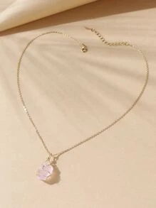 1 Dây Đồng Handmade Thời Trang Cá Tính Bọc Vòng Cổ Đá Tự Nhiên, Mặt Dây Chuyền Nữ. Đá thay đổi một chút về kích thước và màu sắc. - Hồng - Xem 2
