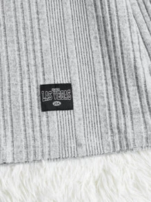 SHEIN LUNE Plus Drop Shoulder Rib-knit Tee & Split Hem Trousers Set - Light Grey - View 9