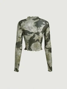 SHEIN MOD Áo nữ Xù nhỏ Con số Cà vạt nhuộm Giải trí - Nhiều màu - Xem 5