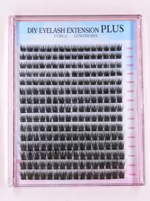 16片*15排經典優雅蓬鬆纖體假睫毛 - 黑色 - 查看 1