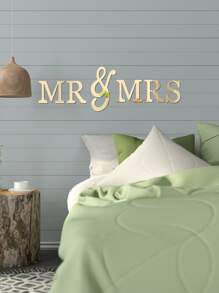 6pcs Letter Graphic Mirror Wall Sticker - Gold - View 6