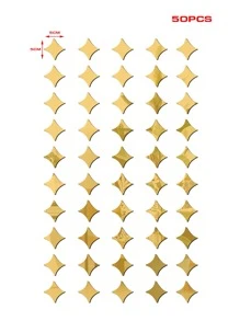 50 miếng dán tường gương Rama trang trí tường Rama trang trí phòng gương treo tường gương cho phòng trang trí nhà trang trí phòng tắm trang trí phòng khách - Vàng - Xem 3