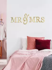 6pcs Letter Graphic Mirror Wall Sticker - Gold - View 1