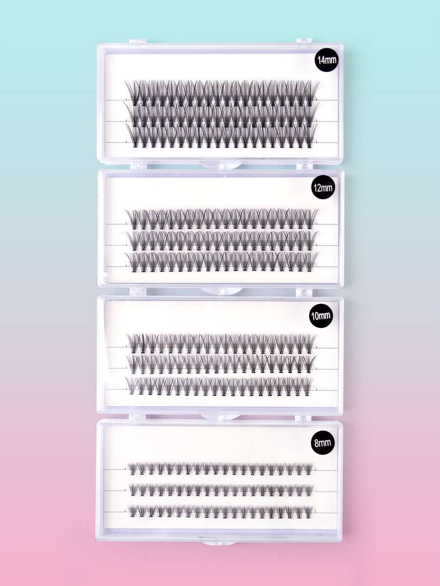 Individual Cluster Lashes, 4boxes Faux Mink Lashes Natural Long Fishtail False Eyelashes For Women Mom Wife Sister Teen Girl Friend - Black - View 1