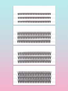 Individual Cluster Lashes, 4boxes Faux Mink Lashes Natural Long Fishtail False Eyelashes For Women Mom Wife Sister Teen Girl Friend - Black - View 2