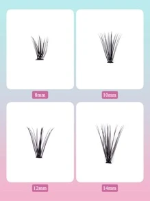 Individual Cluster Lashes, 4boxes Faux Mink Lashes Natural Long Fishtail False Eyelashes For Women Mom Wife Sister Teen Girl Friend - Black - View 3