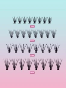 Individual Cluster Lashes, 4boxes Faux Mink Lashes Natural Long Fishtail False Eyelashes For Women Mom Wife Sister Teen Girl Friend - Black - View 5