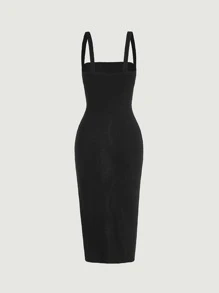 SHEIN MOD 高衩吊帶連衣裙 - 黑色 - 查看 2