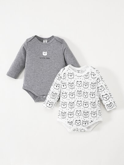Baby Boy 2pcs Cartoon & Letter Graphic Bodysuit