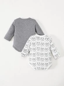 Baby Boy 2pcs Cartoon & Letter Graphic Bodysuit - Multicolor - View 2