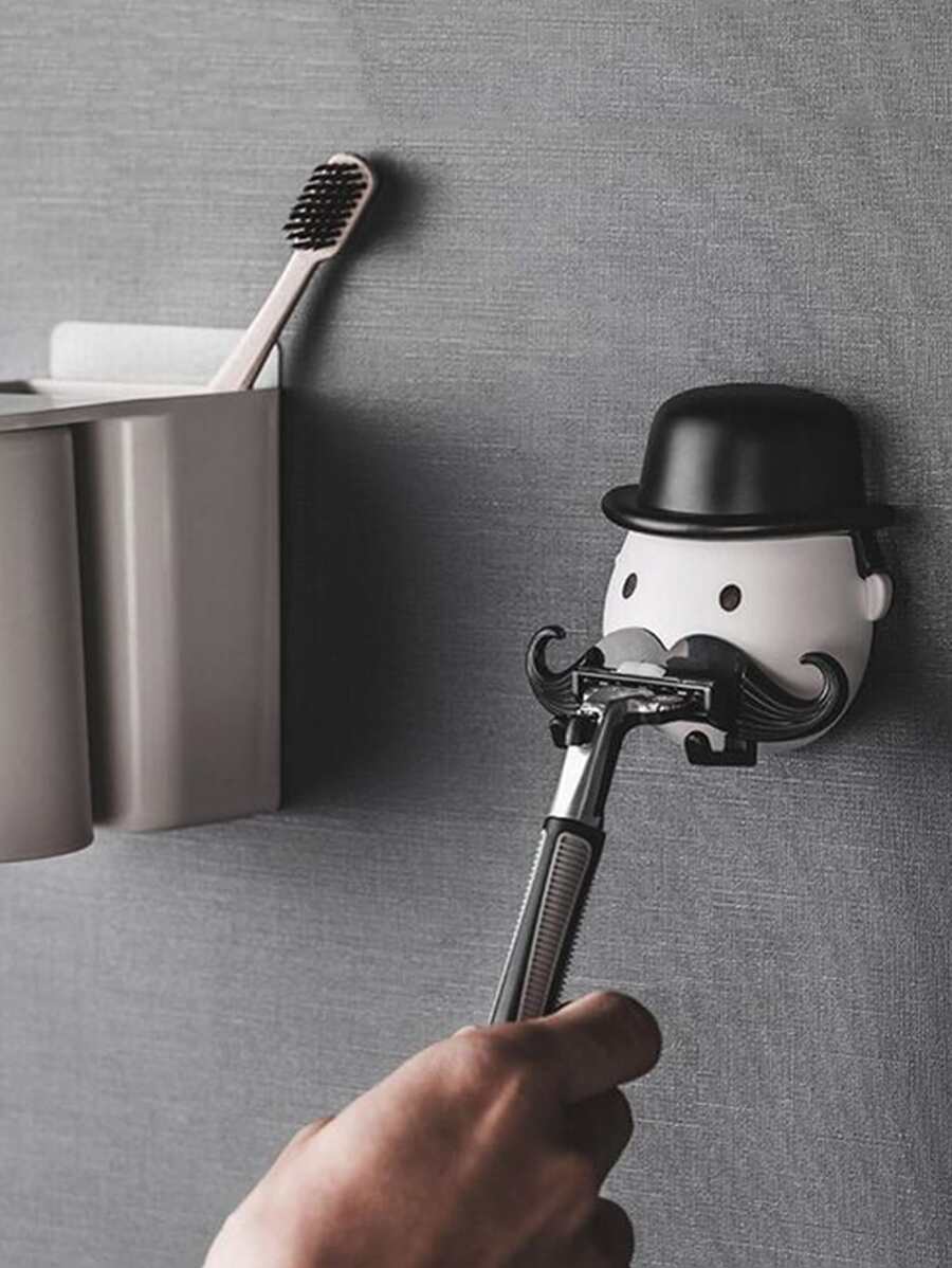 1 pieza con estampado de dibujos animados Maquinilla de afeitar Almacenamiento Soporte - Blanco y Negro - Ver 1