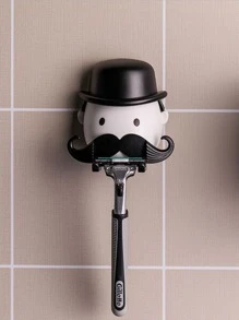 1 pieza con estampado de dibujos animados Maquinilla de afeitar Almacenamiento Soporte - Blanco y Negro - Ver 3