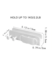 1pc Wall Mounted Multifunctional Storage Rack, Self Adhesive White PP Plug Holder For Home - White - View 2