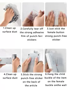 1入組重型13.2磅最大自粘壁鉤-非常適合浴室、廚房、圖片掛鉤6X6厘米/2.36X2.36英寸 - 無色 - 查看 5