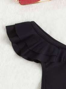 Swim SXY Summer Beach Plain Ruffle Bikini Bottom - Black - View 3