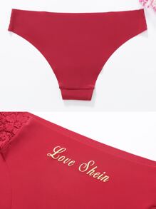 3pack Letter Graphic Contrast Lace Panty Set - Multicolor - View 8