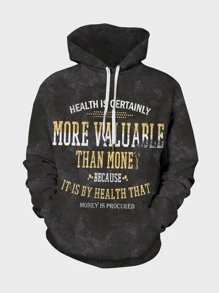 Manfinity Áo nỉ Nam Dây kéo Túi Slogan Đường phố - màu đen - Xem 1