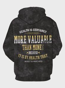 Manfinity Áo nỉ Nam Dây kéo Túi Slogan Đường phố - màu đen - Xem 2