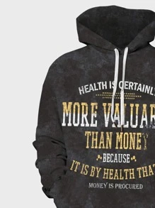 Manfinity Áo nỉ Nam Dây kéo Túi Slogan Đường phố - màu đen - Xem 3