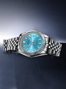 Men Water Resistant Date Mechanical Watch - Blue - View 8