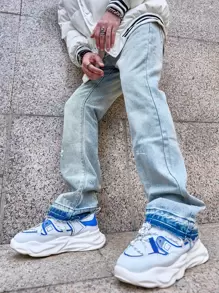 Manfinity EMRG Men Slant Pocket Bootcut Jeans - Light Wash - View 1