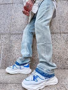 Manfinity EMRG Men Slant Pocket Bootcut Jeans - Light Wash - View 4