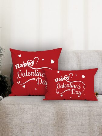 1入組情人節愛心和標語圖案靠墊套不附帶墊芯