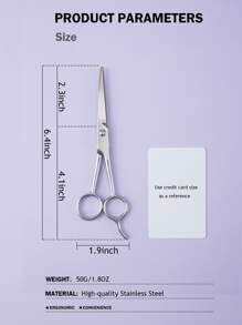 6.5英寸右手理发剪，家用理发剪，专业美发师剪刀，采用优质日本不锈钢制成，手工打磨，银黑色 - 銀色 - 查看 6