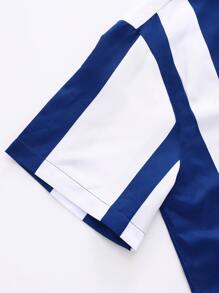 Manfinity Homme Completo casual da uomo per l estate composto da camicia a maniche corte con bottoni e contrasti di colore, e pantaloni con vita con coulisse (taglio irregolare)