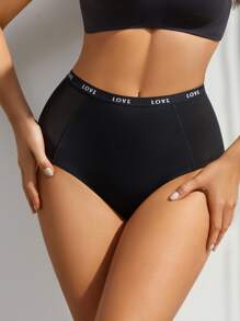 腰部字母條帶拼接網紗塑形三角褲