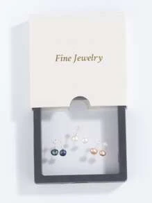 3對珍珠裝飾銀色耳針，婚禮飾品新娘珠寶假日配件 - 彩色 - 查看 7